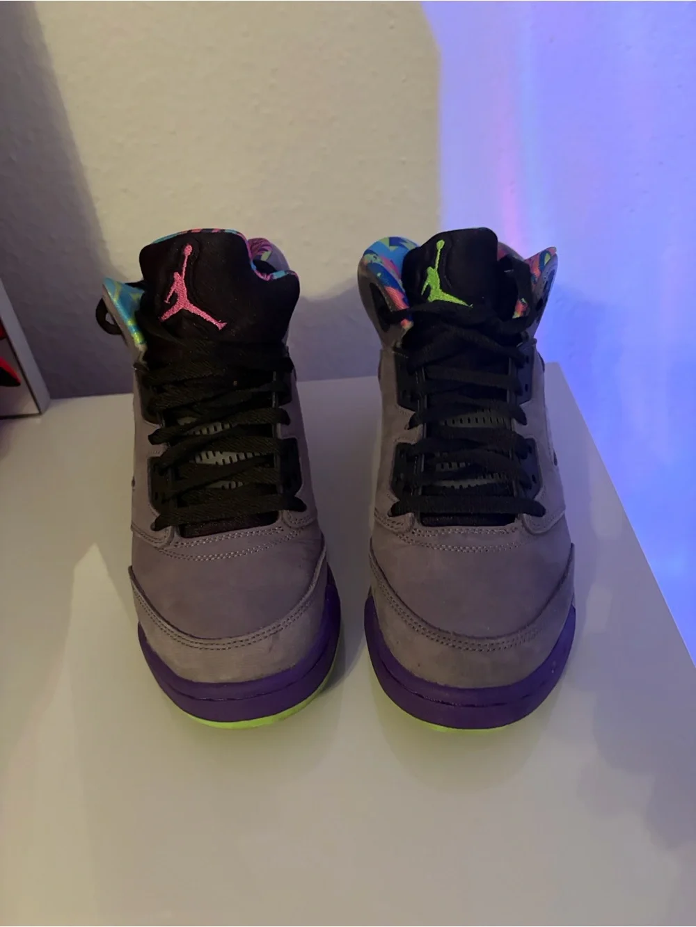 Jordan Kids Grey Sneakers with Neon Green Accents